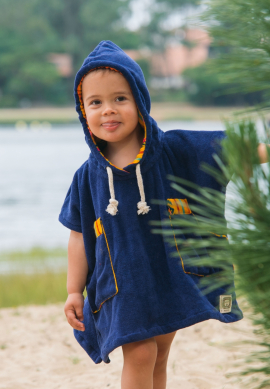 Poncho de plage Enfant Rayé bleu
